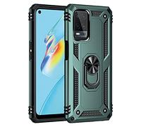 Oppo A16S / A16 / A54S Case, Military Grade Tough Heavy Armored Protective Phone Case with Magnetic Metal Ring Kickstand, Slim Shockproof Duty Armor Cover, Dark Green