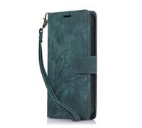 OPPO A17/A17K 4G Case Embossed Butterfly, Shock-Absorption Flip Phone Case PU Leather Notebook Wallet with Magnetic Stand Card Holders Folio Protective Cover for OPPO A17/A17K 4G green