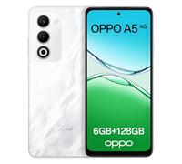 OPPO A5 4G 6GB RAM + 128GB ROM, Unlocked Smartphone with AI, 6.67" 90 Hz display, 50MP AF camera, 6000 mAh battery, IP65 Water and Dust Resistance, Mist White (Include 45W SUPERVOOC Charger)