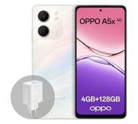 OPPO A5x 4G 4GB RAM + 128GB ROM, Unlocked Smartphone with AI, 6.67" 90 Hz display, 32MP AF Camera, 6000 mAh battery, IP65 Water and Resistance, Laser White (Include 45W SUPERVOOC Charger)