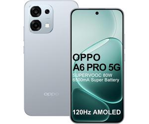 OPPO A6 Pro 5G CPH2781 Europe 256GB 8GB Lunar Titanium OEU 6500 mAh Battery, Supervooc 80W Mobile Phone, 120Hz 6.57 Inch AMOLED Display, Dimensity 6300, 50MP AI Camera, IP69, NFC, Dual SIM