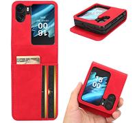 Oppo Find N2 Flip 5G Phone Case, Premium Leather Folio Flip Wallet Cover with Credit Card Pocket ID Slots Magnetic Stand Shockproof Protective Cover Case for Oppo Find N2 Flip 5G, Red