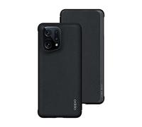 OPPO Find X5 official phone case, vegan PU leather flip case, Black