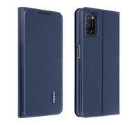 OPPO Official Case A72 Wallet Case Flip PU leather and TPU Protective cover with Bracket Function double Card slot Shockproof case - Blue