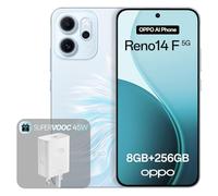 OPPO Reno14 F 5G 8+256GB, AI Android Unlocked Smartphone, 6.57" 120Hz AMOLED Display, 50+32MP AI Camera, 6000mAh Battery, IP69 Water Resistance, Opal Blue (Include 45W SUPERVOOC Charger)