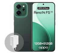 OPPO Reno14 FS Smartphone, 12+512GB, 6000mAh Large Battery, 45W SUPERVOOC Flash Charge, Snapdragon 6 Gen 1 Mobile Platform, AI Flash Livephoto, Luminous Green (Include Charger)