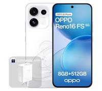 OPPO Reno16 FS 5G Unlocked Smartphone, 8+512GB, 50MP Ultra Wide Selfie Camera, AI Remix Collage, 4K Auto Straighten Video, 6.57'' 120Hz Display, IP69K,Pop White(With 45W SUPERVOOC Charger)