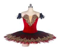 OPPOQ Girl Professional Ballet Tutu Dress Black Swan Lake Pancake Tutu Ballerina Party Dance Costumes Ballet,Red,150