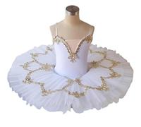 OPPOQ Girl Professional Ballet Tutu Dress Black Swan Lake Pancake Tutu Ballerina Party Dance Costumes Ballet,White,120