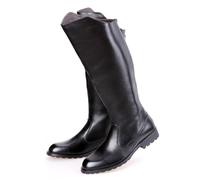 OPPOQ Men Knee High Leather Boots Riding Boots Stage Performance Footwear Wide Leg Mid Calf Head Long Tall Boot,Black,40