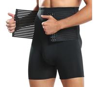 OPPOQ Men's Body Shaper Shorts 4XL-6XL, Bodysuit Slimming Shapewear Hip Lifter Pants All in One Tummy Control Abdominal Contraction Shaper,Black,6XL