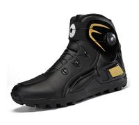 OPPOQ Mens Motorcycle Boots,Professional Waterproof Ankle Support Motorcycle Shoes,Streetbike Leather Motorcycle Riding Biker Boots,Yellow,44