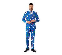 OppoSuits Men's Christmas Suit - X-Mas Icons Outfit - Slim Fit - Festivity Blue
