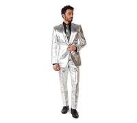 OppoSuits Men's Silver Suit - New Years and Christmas Party Costume - Metallic Shiny Silver - Includes Matching Jacket, Pants & Tie