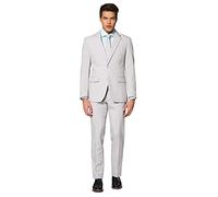 OppoSuits Solid Color Party Suits for Men - Groovy Grey - Full Suit: Includes Pants, Jacket and Tie