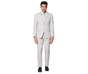 OppoSuits Solid Color Party Suits for Men - Groovy Grey - Full Suit: Includes Pants, Jacket and Tie