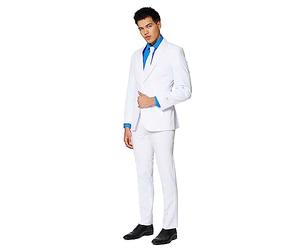 OppoSuits Solid Color Party Suits for Men - White Knight - Full Suit: Includes Pants, Jacket and Tie