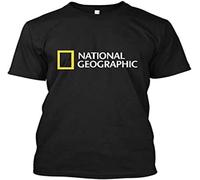 OPPUYYGHV Knock New National Geographic Logo Short Sleeve Men's Black T Shirt(Small)