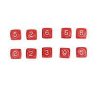 OPPWONG 20PCS Durable Plastic Number Dice Set for Educational Board Games, Clear Numbers for Kids Learning Aid, 6 Sided Dice for Numeral Teaching, Suitable for Classroom, 1.6x1.6x1.6cm (Red)