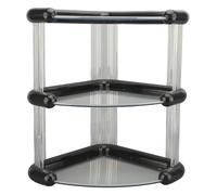 OPPWONG 3 Tier Corner Shelf, 3 Tiers Stylish Plastic Large Capacity Desk Shelf Corner Desk Shelf Slick for Bathroom Kitchen Office (Black)