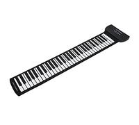 OPPWONG 61 Key Portable Hand Roll Piano Silicone Keyboard for Recording Teaching Headphone Port for Kids Adults Beginners Black and White