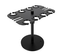 OPPWONG 8 Slot Microphone Holder Tray for Stage, Carbon Steel Mount | Non Slip Cushioned Rings Design, 8 Slot Mic Rack for Studio Live Sound Equipment Organizer