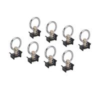 OPPWONG 8pcs L Track Single Stud Fitting, 4000 Lbs Break Strength Stainless Steel Round Ring with 360 Degree Rotation, Ideal for Truck Bed Trailer Cargo Securement (Black)