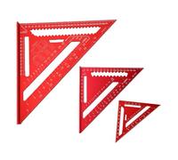 OPPWONG Aluminum Rafter Square Set 3-Piece 4 6 12 Inch Triangular Framing Square with Frost Red Scale for Roofing Angle Marking Layout