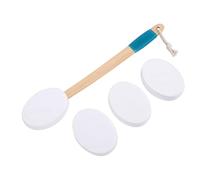 OPPWONG Back Lotion Applicator, Curved Wooden Long Handle Sunscreen Applicator, 3 Replaceable Heads for Hard to Areas, Ideal for Body Moisturizing, Exfoliating & Bathing
