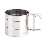 OPPWONG Baking Sifter, Flour Sifter Stainless Steel Strainer with Measuring Scale Stainless Steel Shaker Sieve Cup Mesh Crank Flour for Icing Sugar (As Shown)