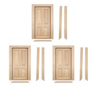 OPPWONG Birch Wood Dollhouse Mini Doors Unpainted 1:12 Scale Recessed Panel Interior Doors with Pre Aligned Hinges for DIY House (Width 8.5cm Thickness 1.2cm Height 18cm)