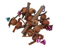 OPPWONG Bird Toys, Cuttlebone For Birds Bird Toys For Conures with Wood, Bark, and Pecan Chewing String, Bird Nut Bite Toy For Enhances Movement and Balance