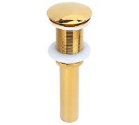 OPPWONG Brass Bathroom Sink Drain, Spring Loaded Button No Lever Stainless Steel Tailpipe, Non Overflow Drainage Assembly with Silicone Gaskets, Ideal for Bathroom Basin Anti Clog (Golden Big Bounce