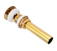 OPPWONG Brass Bathroom Sink Drain, Spring Loaded Button No Lever Stainless Steel Tailpipe, Non Overflow Drainage Assembly with Silicone Gaskets, Ideal for Bathroom Basin Anti Clog (Golden Big Bounce