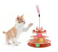 OPPWONG Cat Ball Track, 4 Level Interactive Kitten Track Roller Exercise Toy Cat Ball Tower Cat Toys For Indoor Cats Turntable Cat Toy Balls with Feather Stick For Stimulating Kitty