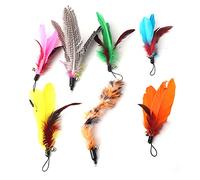 OPPWONG Cat Feather Toy, 7Pcs Pet Cat Teaser Dangler Toy Cat Toy Feather Feather Toys For Indoor Cats Rod Stick Feather Replacement Head Cats Supplies For All Breeds and Species