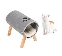 OPPWONG Cat Tunnel Bed, Elevated Wooden Legs Cat Tunnel Cat Tunnels For Indoor Cats Cat Toys Soft Felt Plush Pad Inside Pet Tunnel Bed For Small Pets Rabbits, Kittens, Puppy, 17x14.2x9.8in