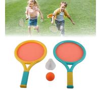 OPPWONG Children Badminton Racket, Soft Wrapped Slip Lightweight Tennis Racket Set, 2 Rackets 2 Balls Set for Kids (Blue Yellow)