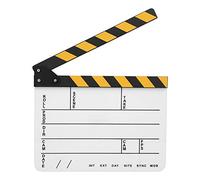 OPPWONG Clapper Board, Clapper Board For Film Directors Clapperboard Filming Equipment Built In Magnet 30x25CM Acrylic Movie Clapperboard Professional Director Action Clap Film (Yellow strip white