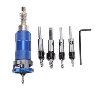 OPPWONG Countersink Drill Bit Set, 5pcs HSS M2 Taper Bits 82 Degree Semi Automatic Adjustable Depth Stop Fast Release Hex Shank Drill Set with Storage Box & Wrench for Wood