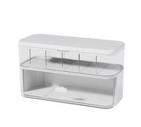 OPPWONG Desk Cable Organizer Box, 10 Compartment Organizer Storage Box for Phone Cables Chargers and Headphones with Sealed Lid and Rounded Edges for Desk Drawer Home Office (White)