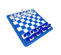 OPPWONG Educational Chess Board Game Set for Friends Parties and Classroom Use 24x24cm with Non-Slip Backing (Blue White)