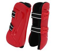 OPPWONG Equestrian Boots, Breathable Secure Leg Horse Boots Splint Boots For Horses Open Front Horse Support Boots For Equestrian Performance Competition (Red front legs XL)
