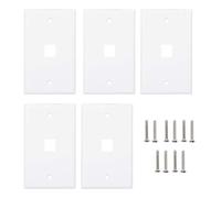 OPPWONG Ethernet Wall Plate, 5Pcs Network Socket Panel Single Gang Wall Plate Cover Single Pot Wall Flat Face Plate RJ45 Faceplate for Jack and Modular Inserts, White