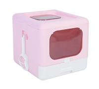 OPPWONG Foldable Cat Litter Box with Lid Enclosed Cat Potty Top Entry Anti Splashing Toilet Large Odor Control Easy Clean Includes Scoop for Cats Up to 16.5lb (Roseate)