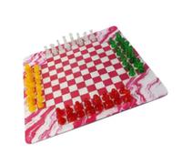 OPPWONG Four Player Chess Set Educational Board Game Portable for Home School Family Fun 35cm Rubber Mat 64 Pieces (Transparent, Red, Yellow, Green, White)