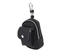 OPPWONG Genuine Leather Mini Backpack Keychain, Portable Shoulder Bag for Keys Cards, Metal Clasp Zipper Purse with Small Storage Design, Ideal for Travel & Daily Use, 11x8x3.5cm (Black)