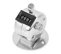 OPPWONG Hand Counter Clicker, Number Clicker Counter Handheld Tally with Base Silver Aluminium Alloy 4-Digits for Conferences and Data Collection