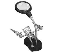OPPWONG LED Light Magnifier Soldering Station, Magnifying Glass with 3.5X & 12X Lenses 2 LED Lights, for Small Items PCB SMD Welding Watch Repair