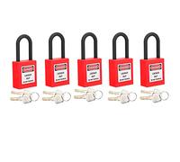 OPPWONG Lockout Lock 38mm Durable Nylon Security Padlock for Industrial Site with 10 Keys (Red)